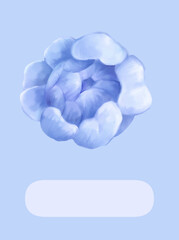 blue background with watercolor flower and white square