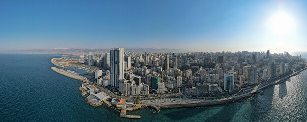 Fototapeta premium A panoramic aerial view of the city of Beirut Lebanon