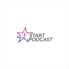 Star Podcast Logo with Microphone Icon for Broadcasting Music Radio Entertainment and Media Studio in Modern Vector Design for Business Branding and Communication Concept