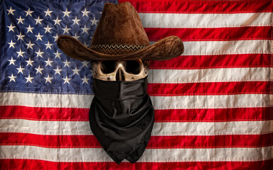 skull cowboy hat flag