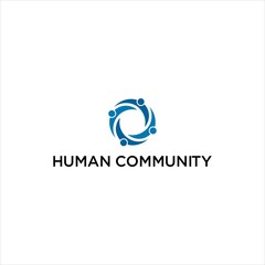 Teamwork Logo Design with Partnership and Collaboration Concept in Abstract Blue Circle for Business Communication and Modern Corporate Identity Vector Illustration