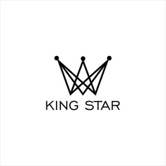 King Star Logo,with Crown Vector Design