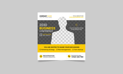 Corporate business conference social media post and web banner