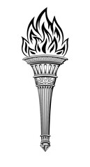Antique torch with the fire of Prometheus.
