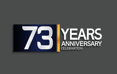 73 years anniversary logotype with blue and silver color with golden line for celebration moment
