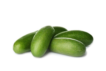 Fresh whole seedless avocados isolated on white