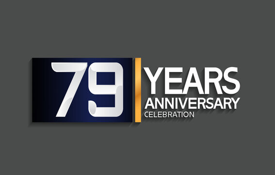79 years anniversary logotype with blue and silver color with golden line for celebration moment