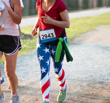 Runner wearing American Flag spandex