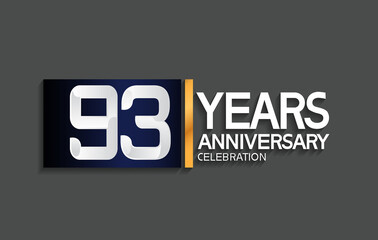 93 years anniversary logotype with blue and silver color with golden line for celebration moment