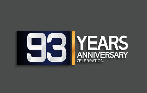 93 years anniversary logotype with blue and silver color with golden line for celebration moment