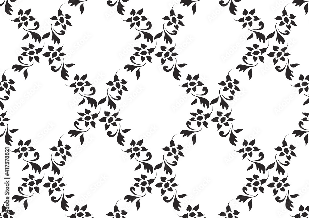 Wall mural modern stylish abstract texture like flower pattern vector, repeating geometric tiles linear petal o