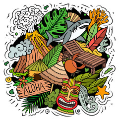 Hawaii cartoon vector doodle design