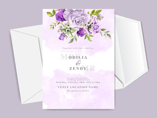 Beautiful wedding invitation card template with floral hand drawn