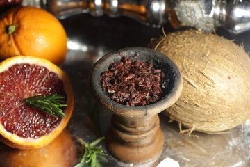 bowl with hookah tobacco. shiisha smoking