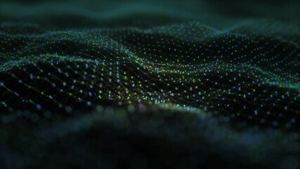 Abstract digital particle wave abstract, cyber or technology background.