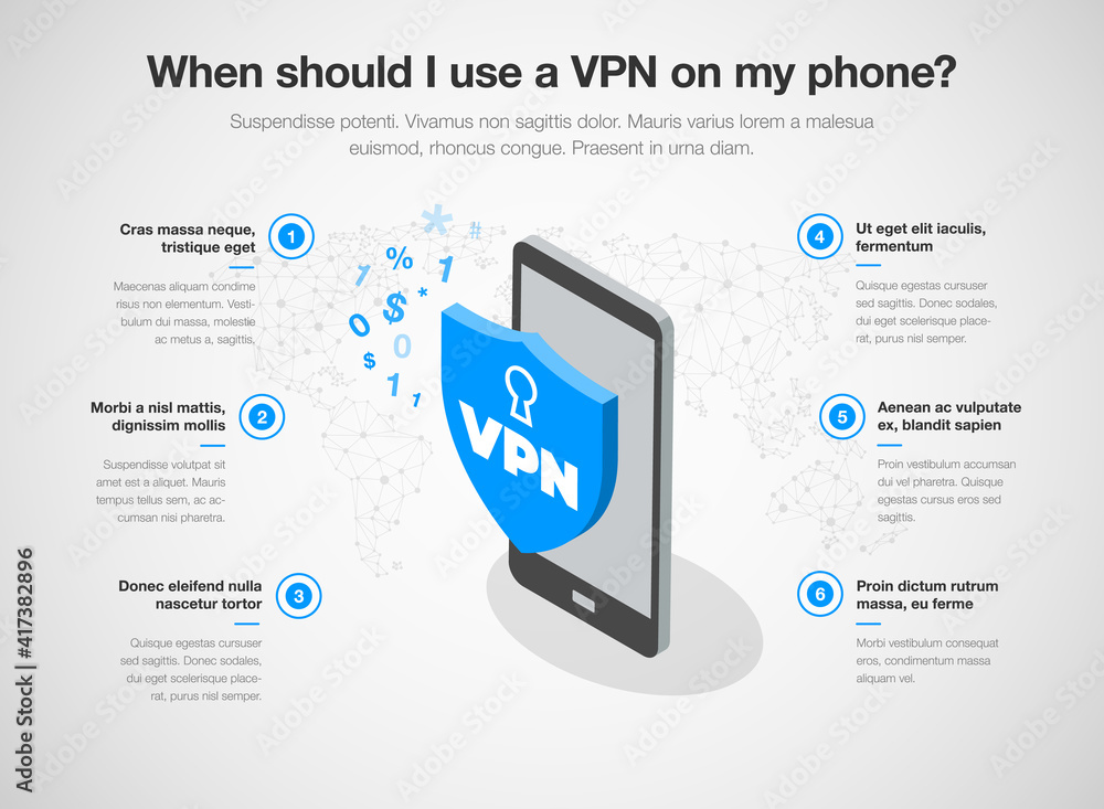 Poster simple infographic template for when should i use a vpn on my phone. easy to use for your website or