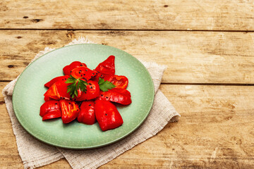 Homemade fermented sweet red pepper