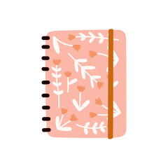 Cute Floral Notebooks notepads, memo pads, planners, organizers for making writing notes and jotting with abstract dry flowers composition. Hand drawn flat vector illustration.