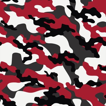 red military camouflage vector seamless pattern