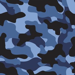 blue military camouflage vector seamless print