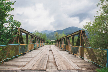 Fototapeta na wymiar Old bulky bridge in the Carpathians Ukraine