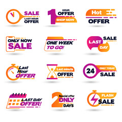 Flat Design Last Hour Sale Labels