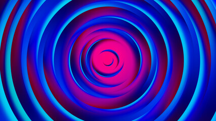 Pink purple neon circles abstract background.3D illustration with paper cut style.