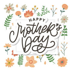 Fototapeta na wymiar Elegant greeting card design with stylish text Mother's Day on colorful flowers decorated background.