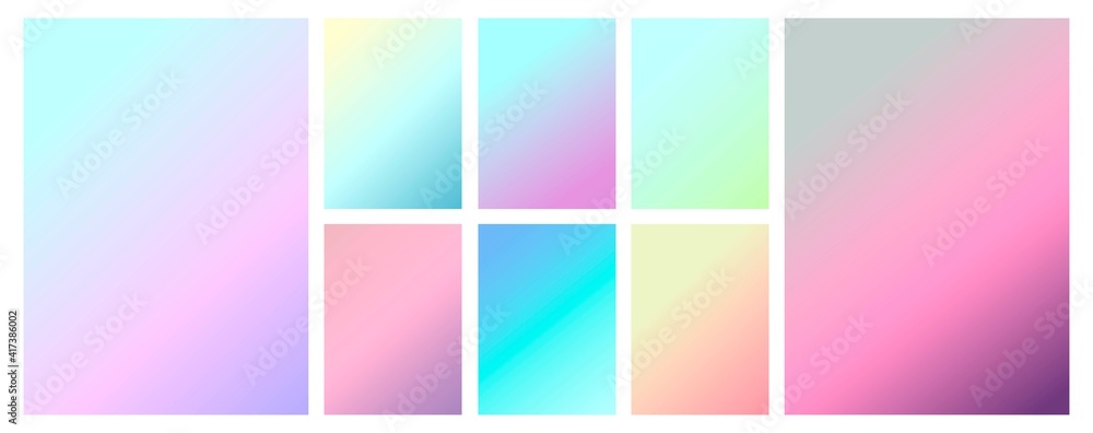 Aufkleber a set of gradient textures in soft, delicate retro colors. blurring colors. background gradient for 