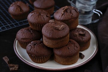 Homemade sweet molten chocolate lava cakes muffins