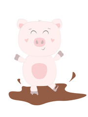 Obraz na płótnie Canvas Cute animal pig on white background. Vecor illustration EPS10