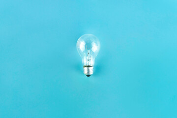 Light bulbs on blue background, New idea and solution concept