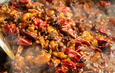 Fresh spicy beef with rice sauce