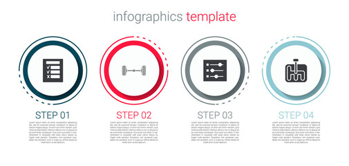 Set Car inspection, Chassis car, settings and Gear shifter. Business infographic template. Vector.