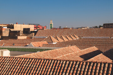 view of the roof tiles in the city