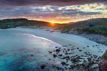 Beautiful stormy sunset over Hushinish
