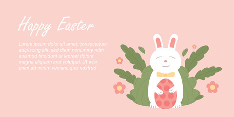 Happy eater banner. Cute easter rabbit or bunny