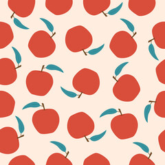 Vector seamless apple fruit pattern. Background design for print, wrapping paper, packaging, fabric, textile, fruit shops. Surface pattern design. Fruit background.