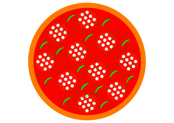 Vector illustration of pizza with salami and vegetables