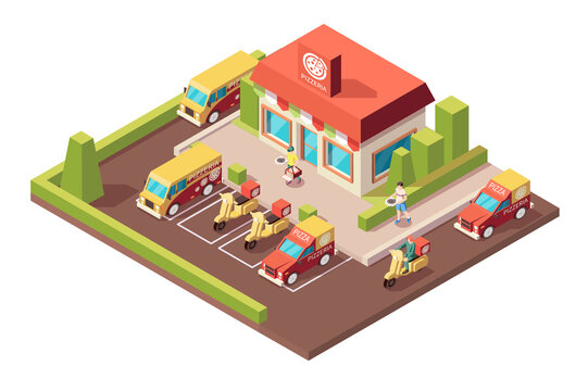 Pizza House Isometric Composition