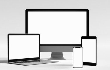 Isolated Devices Mockup - 3d rendering.