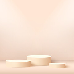 Abstract background with pink color geometric 3d podiums. Vector illustration