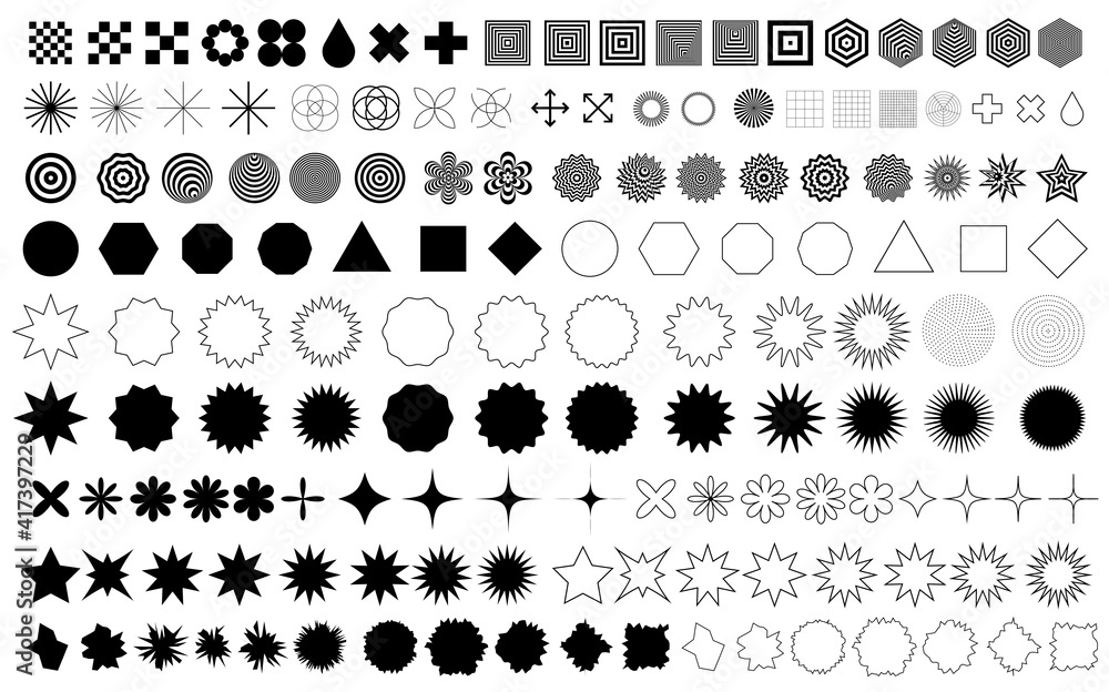 Leinwandbilder set of abstract geometric shapes vector design. collection of label badges. modern geometry elements