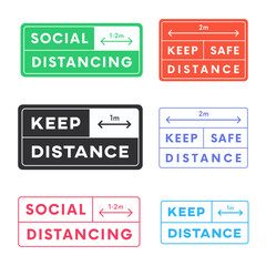Keep Safe Distande Vector Banner. Social Distancing sign. Stop Covid icon.