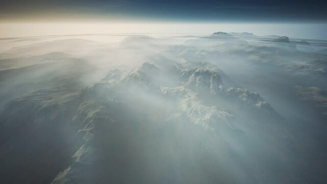 Alps mountain range aerial shot flying