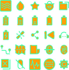 Flat style interface icon with green and orange color