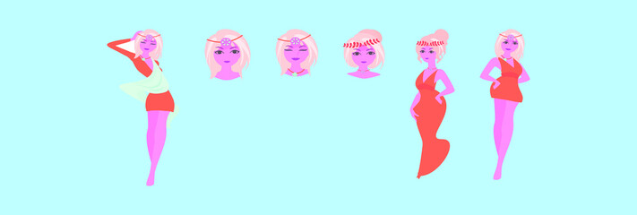 set of women goddess aphrodite cartoon icon design template with various models. vector illustration isolated on blue background