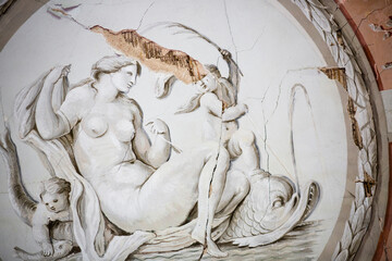 Fresco of woman, Lenno Palace, Wlen, Lower Silesian Voivodeship, Poland