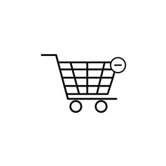 Shopping cart icon with minus. Remove from cart. E-commerce sign. Graph symbol for your web site design, logo, app, UI. Vector illustration, EPS10.