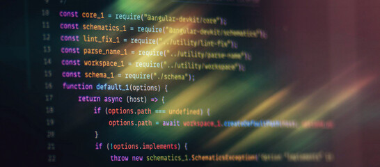 Programming code abstract screen of software developer. Computer script. 